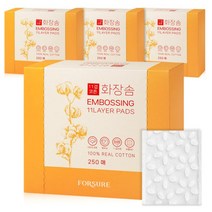 포슈어 11겹 100% 순면 코튼 대용량 화장솜 250매 x4개 (총 1000매), 4개