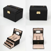 마트498 쁘띠 잠금식 악세사리보관함 3단 (블랙) 보석함 미니보석함 악세사리박스 팔찌보석함 쥬얼리케이스 귀걸