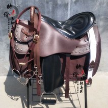 말 안장 승마 소가죽 쿠션 보호대 풀 세트, 커피 풀 세트(정강이 보호대 포함), 1개