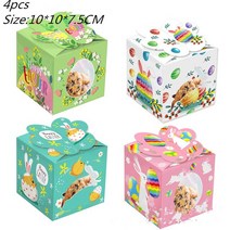 카톤 4Pcs 부활절 토끼 종이 선물 가방 달콤한 달걀 사탕 상자 포장 생일 용품, [01] As Picture
