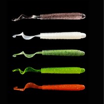 C테일 웜 10개입 배스 루어 낚시 소프트 베이트 광어 우럭, 초코, 중(7.7cm)