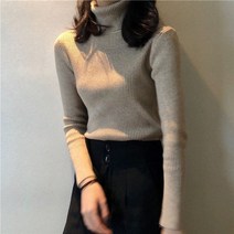 반집업 맨투맨 브이넥 여성용 터틀넥 스웨터 가을 다목적 이너 매치 슬림 피트 슬리밍 풀오버 쇼트 탑 니트 바텀 셔츠