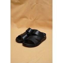 천연 소가죽 남성용 중년 어르신 아빠 고급 랜드로바 스타일 검정색 가벼운 여름 샌들