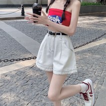 YAPOGI 대형 뚱뚱한 Mm 여름 신작 하이 웨이스트 얇은 데님 반바지 여성용 느슨한 와이드 레그 아우터 얇은 핫 팬츠 청 반바지