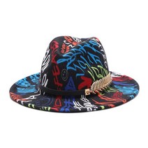 남성용 여름 페도라 여름 특별 낙서 넓은 챙 파나마 넥타이 염색 다채로운 여름 모자