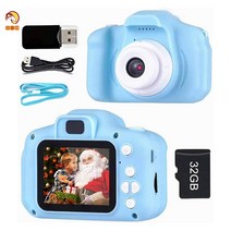 크리스마스 생일 선물 토이 미니 디지털 카메라 감성 카메라+스트랩+32GB SD카드+리더기, 핑크