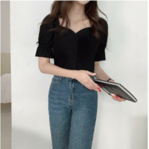 스퀘어넥 여름 반팔 블라우스 일상화보 모레츠