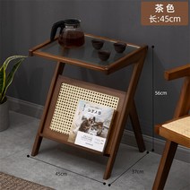 낮은 라탄 침대옆테이블 침실 미니협탁 쇼파 사이드선반 좁은, 03. 다크45길이