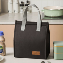 라코빙 미니 보냉백 쿨러백 도시락 이유식 은박, 블랙