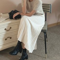 메이블 플리츠 주름 밴딩 롱 니트 스커트 [BLSC-0234]