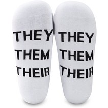 2쌍 논바이너리 프라이드 깃발 양말 They Them Their 성별 대명사 LGBT 비이진 선물 (그들은 그들의 양말, 한개옵션0
