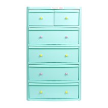 지오리빙 허니문 5단 플라스틱 서랍장, 블루