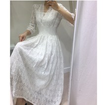 마리앤리아 펀칭 화이트 A라인 스모크 랩롱원피스