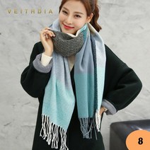 캐시미어100머플러 Veithdia 가을 겨울 여성 양모 스카프 여성 스카프 넓은 체크 긴 목도리 담요 따뜻한