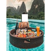 플로팅트레이 수영장 조식 식판 펜션 음료수 바구니, 블랙 하트형 트레이 (85x82x20)
