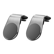 차량용 핸드폰 송풍구형 자석 거치대 클립형, 실버컬러, 2개세트