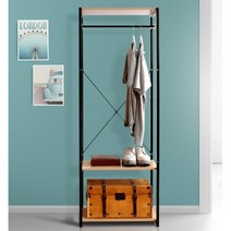 원룸 아이옷장 원목고정행거 수납옷걸이 행거인테리어 선반행거, 60행거 블랙