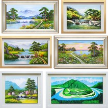 (진품) 진품 그린 배산임수 풍경화그림 물 풍경 산수화 생기 액자 유화 그림 부자되는그림 명당도 명당그림 현관 주방 침실 복도 거실 사업장 휴게실 풍수에좋은 그림, 4번, 16번 골드액자