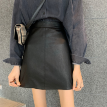 엘샾 레자 미니스커트 A라인 가죽치마 데이트룩
