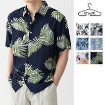스타일 에스 스타일에스 DF 빅사이즈 슬림핏 하와이안 반팔 셔츠