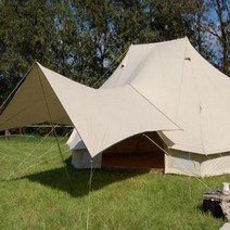 Danchel 대형 64m 방수 글램핑 황제 벨 텐트 10 12 명 면화 캔버스 가족 캠핑 캠프장 호텔 텐트, Tent with awning