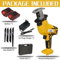 충전식전기톱 충전식 소형 전기톱20V 3000 분당회전수/분 전기 톱 블레이드 금속 목재 절단 세이버 배터리, [02] 2 battery