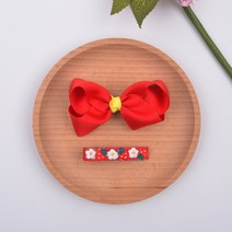 헤어보우 딸기 리본 헤어핀 SET