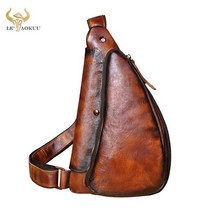 파우치 슬링백 크로스백 웨이스트백 허리가방 남자 가죽 캐주얼 힙색 가슴 디자인 한 숄더 Crossbody 가방 남성 9976-d, 카라멜
