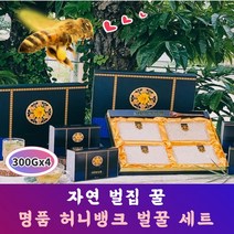[허니뱅크] 천연 벌집꿀 선물세트 (300g x 4세트) 꿀 효능 토종 벌꿀 프로폴리스 아카시아 로얄제리, 천연 벌집꿀 단품포장 (300g)