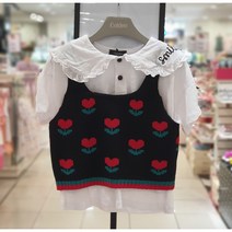 셀덴 [동아백화점 수성점] 국내 생산 가을 겨울 간절기 블라우스 원피스 다양하게 레이어드 코디템 깜찍한 튤립 꽃 자가드 골지 조끼 EDVK21W53