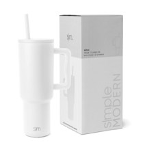Simple Modern 손잡이와 빨대 뚜껑이 있는 1.2L(40온스) 텀블러 | 단열 컵 재사용 가능한 스테인리스 스틸 물병 여행용 머그 컵홀더 친화적 여성용 선물 트렉 컬렉션, -Winter White