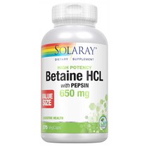 해외 Solaray Betaine HCL 베타인 펩신 Pepsin 650mg, 1개