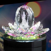 와이유 보살소품 자동차 인테리어 소품 연꽃관음보살 불상 차량용 수정향수, 오색