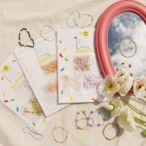 갓샵 비즈팔찌만들기 세트 X3 대용량 DIY 키트 6type [Dahlia 꽃비즈 동백이 스마일 하트자개 비즈 꽃 링 세트]