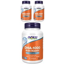 나우푸드 DHA-1000 브레인 서포트 1000mg 소프트젤 글루텐 프리, 90개입, 3개