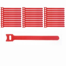 벨크로타이 케이블정리 T자형 빨강 12*200mm 100개, 100P