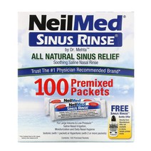 NeilMed Sinus Rinse 100 천연 성분 부비강 안정제 프리믹스 100팩