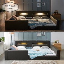 모건리빙 BEST 로엘 LED 패밀리 침대 1인형 오픈형 가드형 둥지형, 03_로엘 가드형 LED 침대 Q+SS(초코)