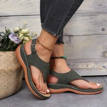 발가락 분리 신발 패드 여름 옥스포드 여성 샌들 플랫 슬리퍼 Pu 가죽 플립 플롭 벨트 버클 로마 패션 2023, green+36