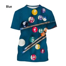 당구큐 다이 그립 공 큐대 당구책 2023 새로운 3d 인쇄 캐주얼 반팔 패션 당구 남자 및 여자 티셔츠 XS-5XL, 02 파란_02 XS