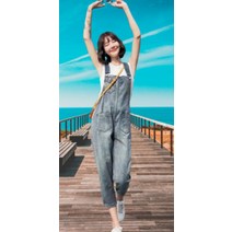 여자 멜빵 바지 팬츠 연청 점프수트 여성 데이트룩 청바지 데님 멜빵바지 봄 여름 바지