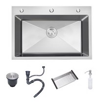 보조 싱크대 블랙 304 스테인레스 스틸 주방 싱크 드레인 액세서리와 설비에 대한 단일 그릇 수조 씻어 분, 09 50 x 40cm
