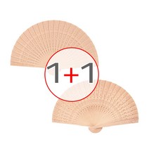 [1+1] (나무향 전통부채 A타입 소형 1P+1P=총2P ) 접이식 휴대용 향나무 풍경 전통 부채, 꽃무늬1P + 꽃무늬1P