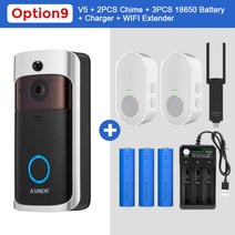 video doorbell wifi 무선 초인종 hd ir night vision pir 지능형 홈 도어 벨 카메라 video intercom alarm chime, 협력사, 옵션 9, au 플러그