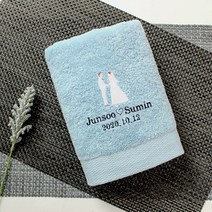 어메니티타올 결혼 답례품 40수 코마사 200g 웨딩 수건, 1장, 코랄블루