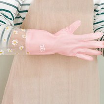 [라이펍] 풀커버 핑크 기모 PVC 장갑 5세트 (옥스포드 면코팅 기모 고무장갑), 대(L)