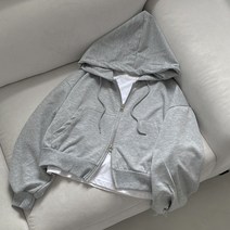 [투웨이/꾸안꾸] 귀여운 아방핏 투웨이 지퍼 세미 크롭 후드집업 점퍼 4color]라우후드집업