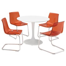 이케아 IKEA DOCKSTA 독스타 / TOBIAS 토비아스 테이블+의자4 - 화이트 화이트/브라운/레드 103 cm 194.992.78
