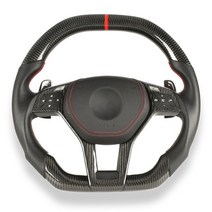 고급 메르세데스 자동차 전용 리얼 카본 파이버 스티어링 휠 W204 C250 SLK250 12 13 14 15, [01] black