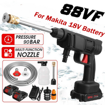 gisam 88vf 무선 고압 car wash gun electric washer gun foam generator water gun 스프레이 클리너 makita 18v 배터리, 없음